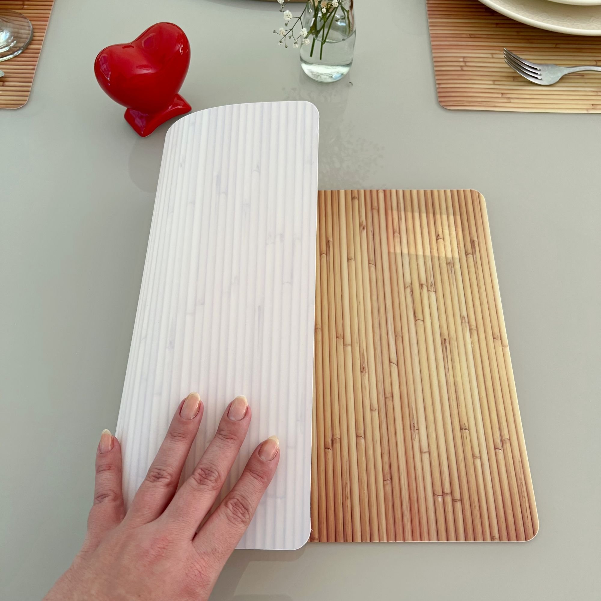Kit 6 Pçs Jogo Americano Plástico Imitando Texturas Toalha Americana Mesa Posta Bambu - 5