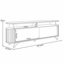 Rack para Sala Dorian com Painel para Tv 70 Pol Contour B01 Castanho Off White - Lyam Decor - 6