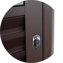 Ver imagem 3 de Porta Correr Susp.Meia Veneziana Meia Vidro Esq L.25 Marrom Corten 210x90 Brimak