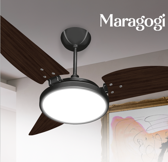 Ventilador de Teto Maragogi LED 6500K Preto Com 3 Pás Tabaco de MDF 110V+Controle Ventex - 2