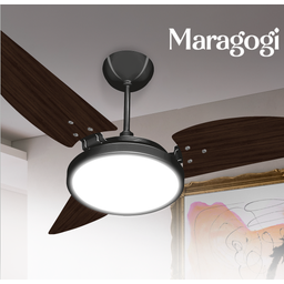Ventilador de Teto Maragogi LED 6500K Preto Com 3 Pás Tabaco de MDF 110V+Controle Ventex - 2