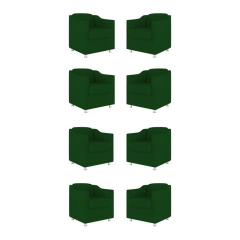 Kit 08 Poltronas Tilla Consultório Recepção Sala Suede Cor:verde