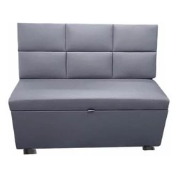 Conjunto Canto Alemão Baú Encosto Ripado Corino 110x45cm:cinza - 3