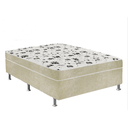 Ver imagem 1 de Cama Box Casal Suede Bege + Colchão Casal Suede Bege Espuma 138x188x55