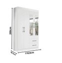 Ver imagem 2 de Guarda Roupa Solteiro com Espelho 4 Portas 2 Gavetas 118cm Recife Gold Branco - Leifer