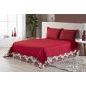 Kit Colcha Cobre Leito Vitória Queen com 2 Fronhas Vermelho - 1