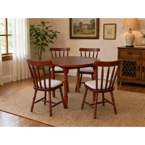 Conjunto Mesa Redonda c/4 Cadeiras Estofadas