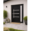 Ver imagem 2 de Porta Pivotante Alumínio Preto Lambril C/visor Lateral e Friso Px 100cm Maxx