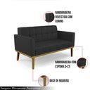 Ver imagem 3 de Poltrona Namoradeira Decorativa Karen Pés Fixo em Madeira Castanho Pu Preto G19 - Gran Belo