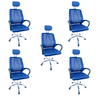 Cadeira Escritório Diretor Tela Mesh com Encosto de Cabeça - Azul e Preto - 5 + E-book - 1