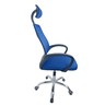 Cadeira Escritório Diretor Tela Mesh com Encosto de Cabeça - Azul e Preto - 5 + E-book - 5