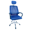 Cadeira Escritório Diretor Tela Mesh com Encosto de Cabeça - Azul e Preto - 5 + E-book - 2