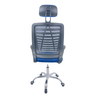 Cadeira Escritório Diretor Tela Mesh com Encosto de Cabeça - Azul e Preto - 5 + E-book - 6