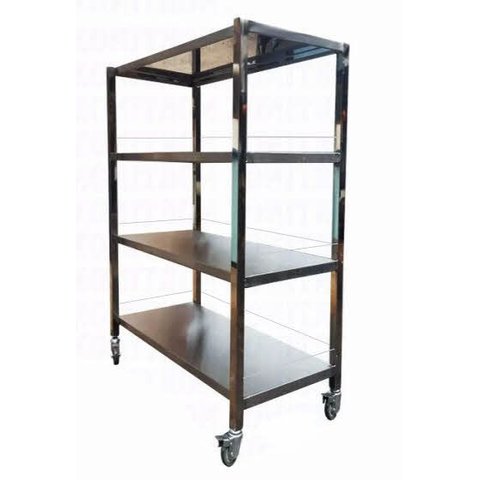 Carrinho Auxiliar Cabelereiro inox 4 planos Therj CABCI 1 - 30cm x 25cm x 80cm