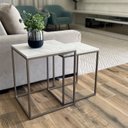 Ver imagem 2 de Conjunto de Mesas Ninho Atlanta Marmorizado - Champagne