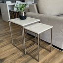 Ver imagem 1 de Conjunto de Mesas Ninho Atlanta Marmorizado - Champagne