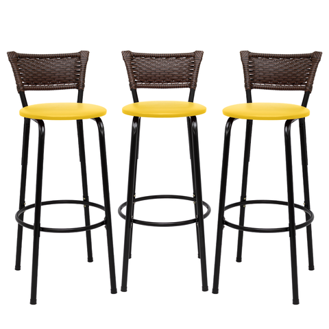 Kit 3 Banquetas para Cozinha Banco Alto Junco Argila Balcão Ilha Bancada Bares Piscina Área Gourmet