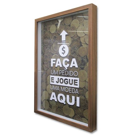Quadro Cofre Porta Objetos Moedas Faça seu Pedido TaColado Moldura Madeira