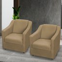 Ver imagem 6 de Kit 3 Poltronas Mila Pé de Plástico Cromado - Nude Suede