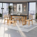 Ver imagem 1 de Conjunto Sala de Jantar Dora em Madeira Maciça 6 Cadeiras Linho Fendi