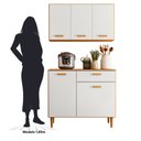 Ver imagem 6 de Kit Cozinha Compacta Ester 5 Portas 1 Gaveta com Tampo - Freijó/off