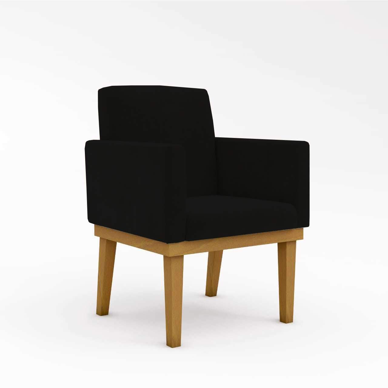 KIT 02 Cadeiras Com Base Mesa De Estudos Poltrona Decorativa Cor:Preta - 3