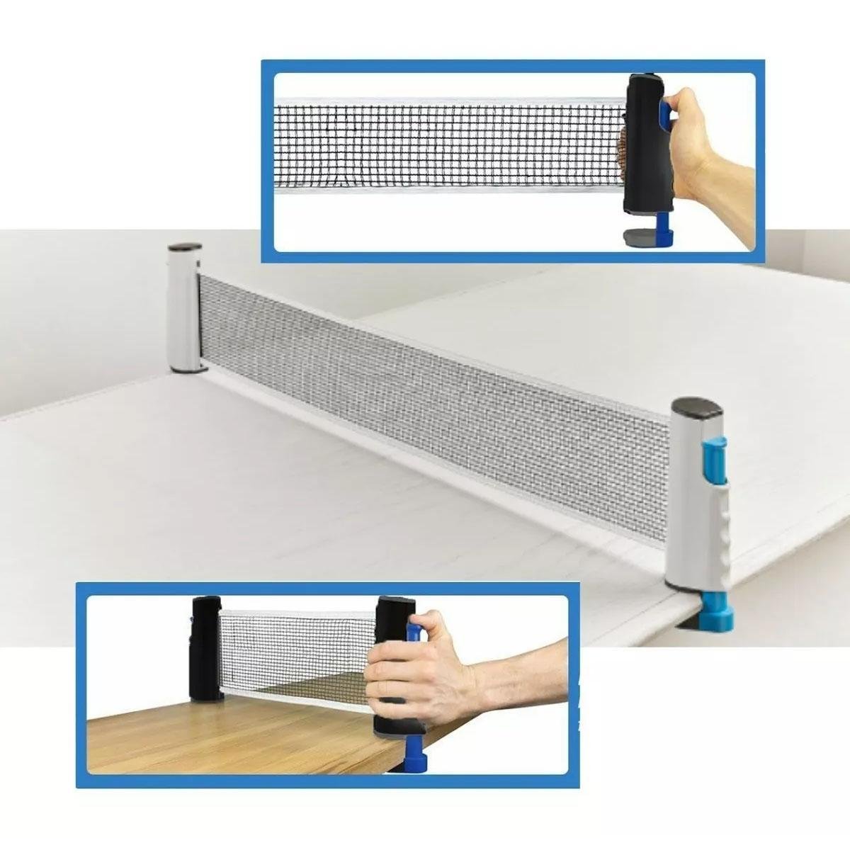 Kit Rede Retrátil Ping Pong Tênis de Mesa Raquete e Bolinhas - 4