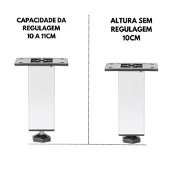 Kit 12 Pé Alumínio 10cm Fosco Cozinha Móveis 40x40 Regulável - 4