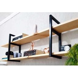 2 Suporte Para Prateleiras De Ferro Nicho Suspenso Estilo Industrial Teto 30cm - Preto - 5