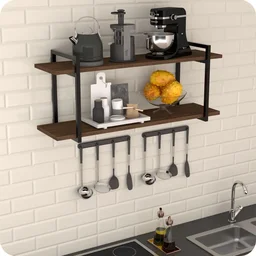 2 Suporte Para Prateleiras De Ferro Nicho Suspenso Estilo Industrial Teto 30cm - Preto - 3