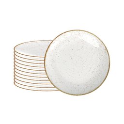 Conjunto de 12 Pratos Raso Rústico Marrom em Porcelana Decorada 25 Cm - Tramontina 96980012 - 1