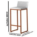 Ver imagem 4 de Kit 3 Banquetas Alta C/ Encosto e Apoio de Pés Courino Área Gourmet Base Bronze - Twdecora