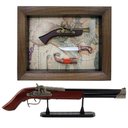 Ver imagem 1 de Kit Quadro com Armas e Mosquete de Mesa Decorativo + Suporte