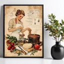 Ver imagem 1 de Quadro para Cozinha Vintage - Pin Up Ingredientes 33x24cm - com Vidro:moldura Branca