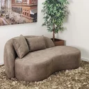 Ver imagem 1 de Namoradeira Chaise Organico 1,56m Curvo Boucle Sevilha Bege Castor