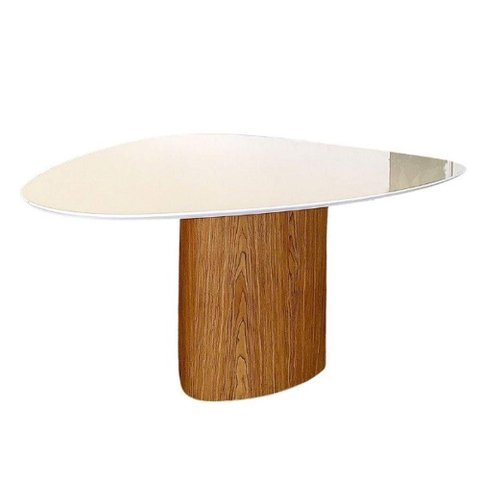 Mesa de Jantar Cone Orgânica Redonda 90x93 Cm Base Freijó com Tampo Laqueado Linn Design
