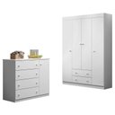 Ver imagem 1 de Jogo de Quarto Infantil Helena com Guarda Roupa e Cômoda Branco - Phoenix Baby