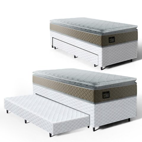 Cama Box com Colchão de Espuma D45 Pillow Top Strong One Face + Auxiliar de Espuma Solteiro 88cm