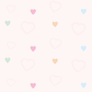 Papel de Parede Baby Corações Coloridos e Rosa - 1,50x0,50m