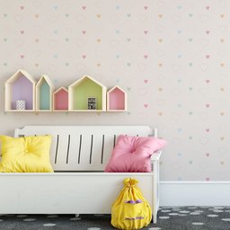 Papel de Parede Baby Corações Coloridos e Rosa - 1,50x0,50m - 2