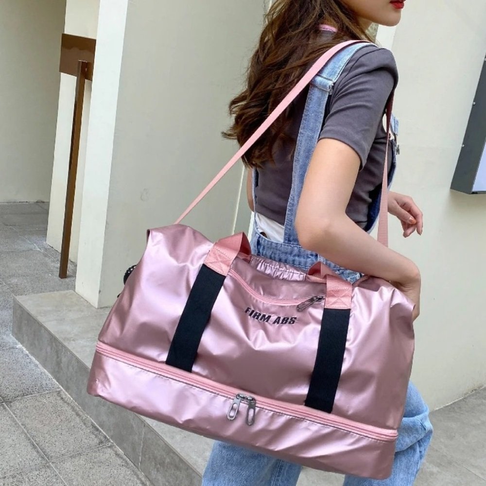 Bolsa Multifuncional com Porta Sapatos Ginástica Impermeável:rosa - 3