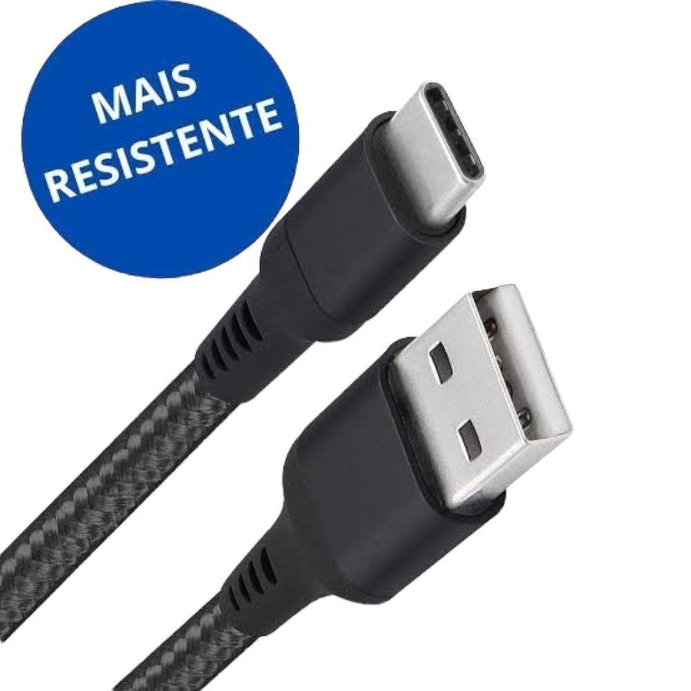 Cabo Usb Nylon 1m para Samsung M12 - Compatível Preto - 2