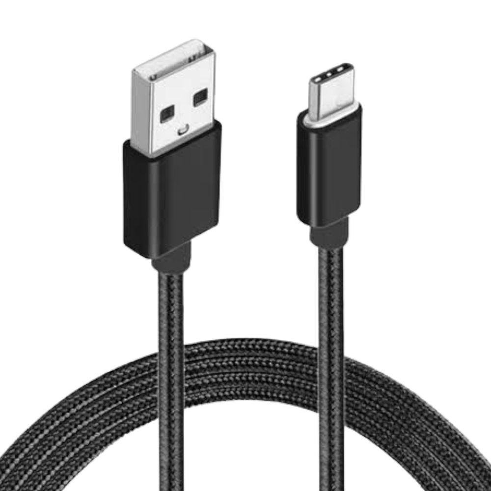 Cabo Usb Nylon 1m para Samsung M12 - Compatível Preto