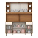 Ver imagem 4 de Kit Cozinha Compacta 06 Portas 02 Gavetas com Painel Fundo e Nichos Decorativos Cinamomo/Off White Melinda Bege