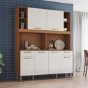Ver imagem 1 de Kit Cozinha Compacta 06 Portas 02 Gavetas com Painel Fundo e Nichos Decorativos Cinamomo/Off White Melinda Bege