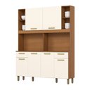 Ver imagem 2 de Kit Cozinha Compacta 06 Portas 02 Gavetas com Painel Fundo e Nichos Decorativos Cinamomo/Off White Melinda Bege