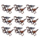 Ver imagem 1 de Kit 9 Jogos De Mesa Dobravel Com 2 Cadeiras De Madeira 70X70 Para Restaurante E Bar - Imbuia