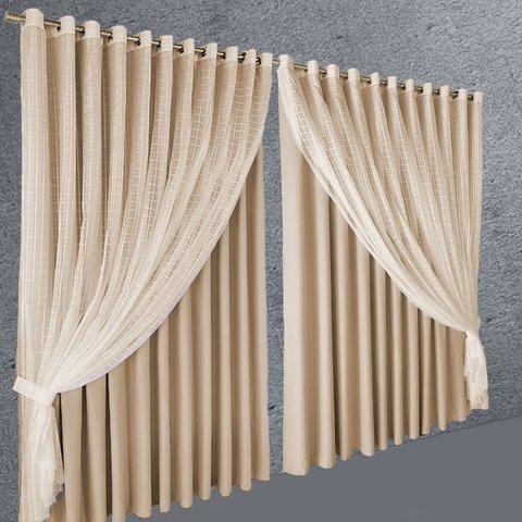 cortina par apartamento blackout Roma 5,50 x 2,30 palha