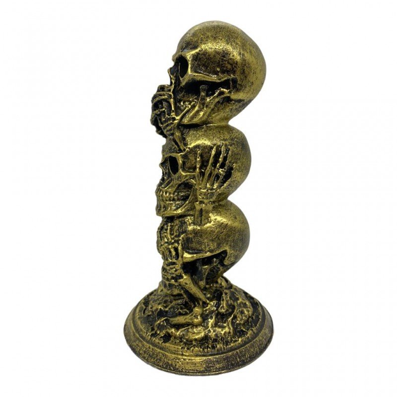 Escultura Toten 3 Crânios Dourado 12,50 cm em Resina - 4