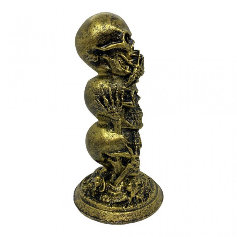 Escultura Toten 3 Crânios Dourado 12,50 cm em Resina - 2